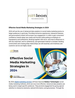 Effective Social Media Marketing Strategies in 2024