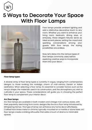 5 Ways to Decorate Your Space With Floor Lamps