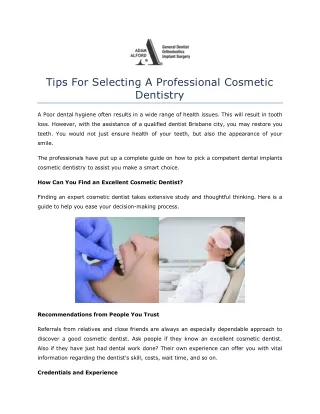 How to Select A Professional Cosmetic Dentistry Brisbane