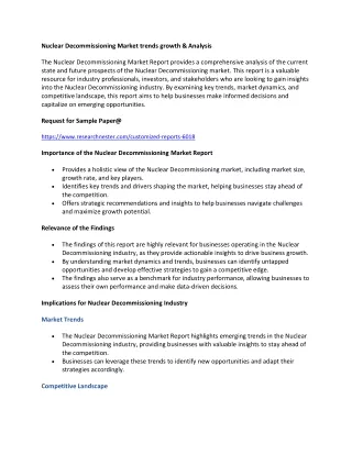 Nuclear Decommissioning Market