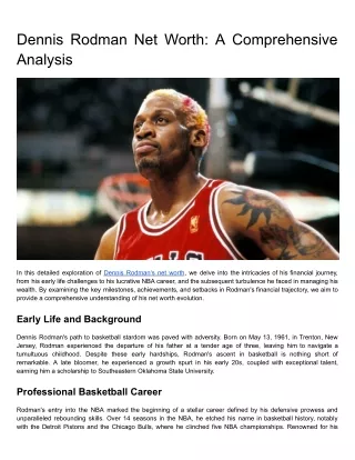 Dennis Rodman Net Worth: A Comprehensive Analysis
