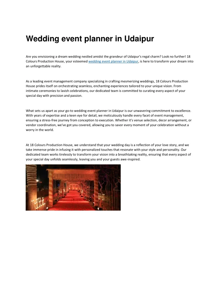 wedding event planner in udaipur