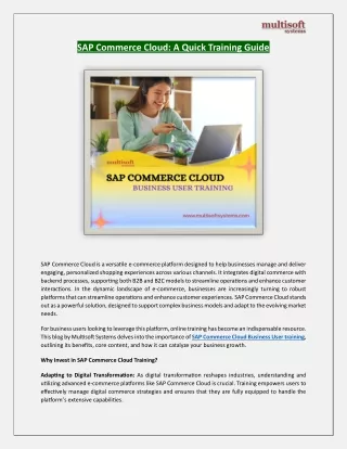 SAP Commerce Cloud A Quick Training Guide