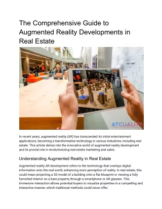 The Comprehensive Guide to Augmented Reality Developments in Real Estate