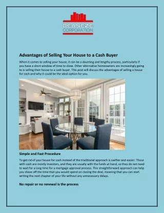 Advantages of Selling Your House to a Cash Buyer