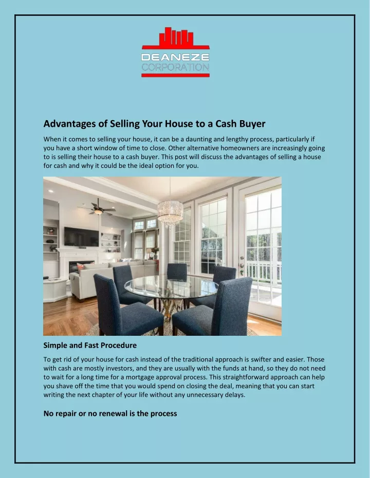 advantages of selling your house to a cash buyer