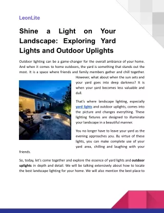 What Do You Mean By Yard Lights and Outdoor Uplights?