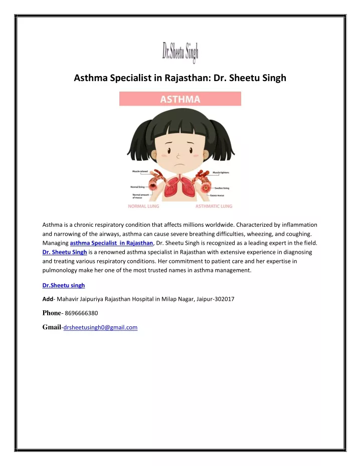 asthma specialist in rajasthan dr sheetu singh