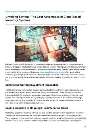 Unveiling Savings The Cost Advantages of Cloud-Based Inventory Systems