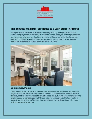 The Benefits of Selling Your House to a Cash Buyer in Alberta