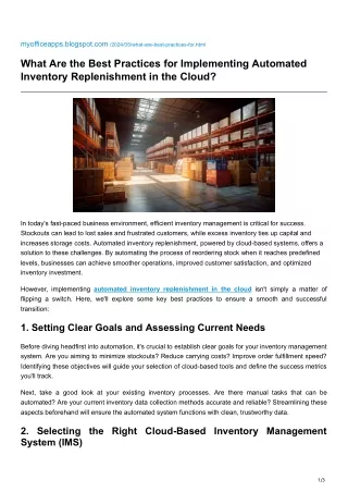 What Are the Best Practices for Implementing Automated Inventory Replenishment in the Cloud
