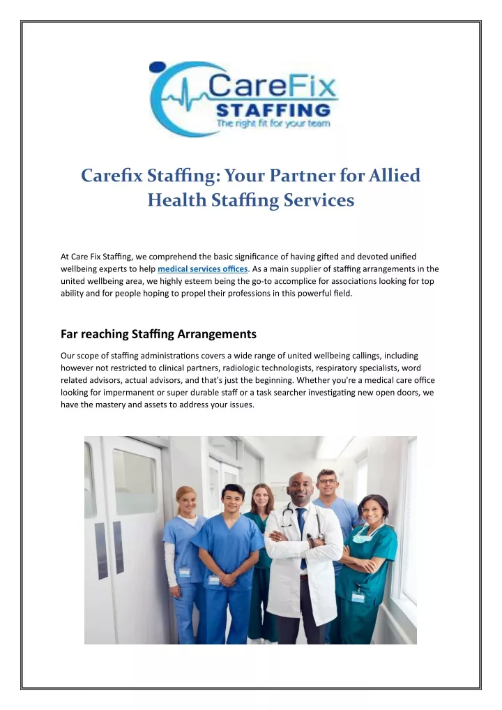 carefix staffing your partner for allied health