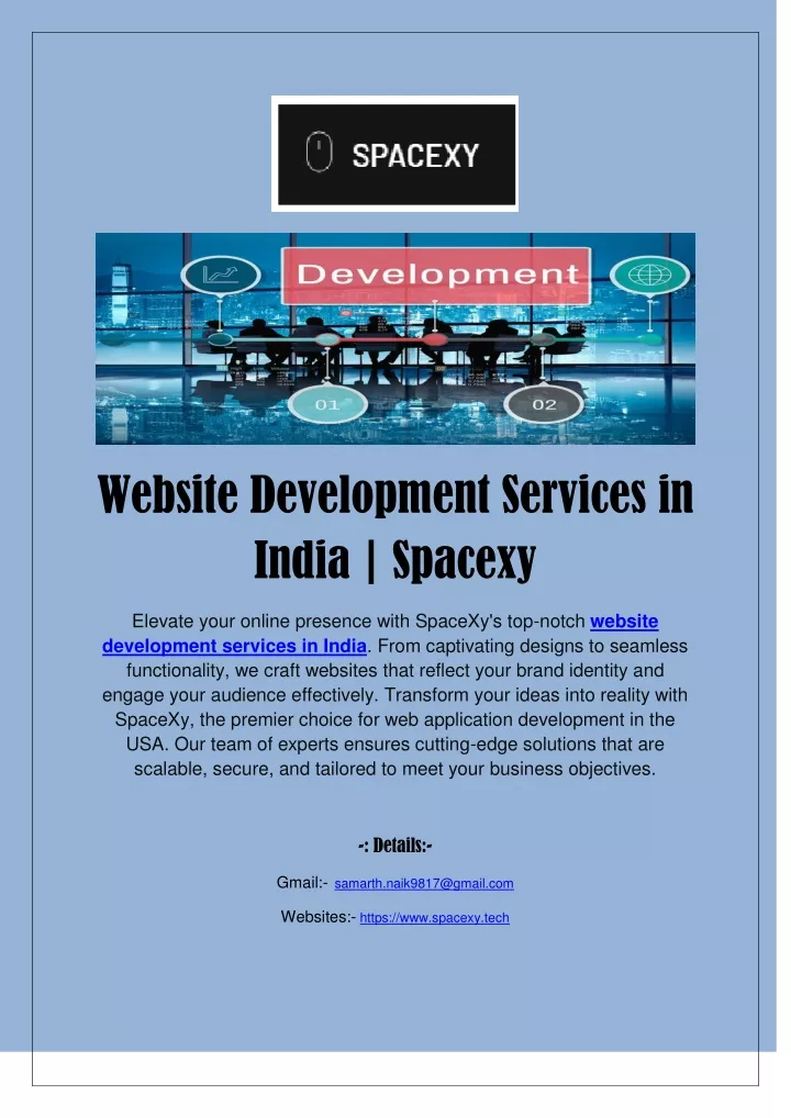 website development services in india spacexy