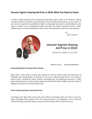 Uncover Signia's Hearing Aid Price in 2024: What You Need to Know