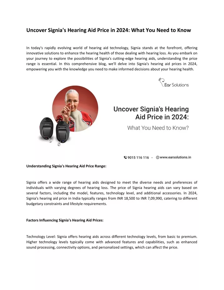 uncover signia s hearing aid price in 2024 what