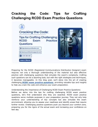 Cracking the Code_ Tips for Crafting Challenging RCDD Exam Practice Questions