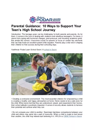 Parental Guidance 10 Ways to Support Your Teen’s High School Journey