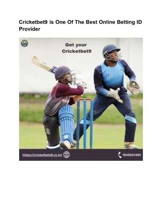 Cricketbet9 is One Of The Best Online Betting ID Provider