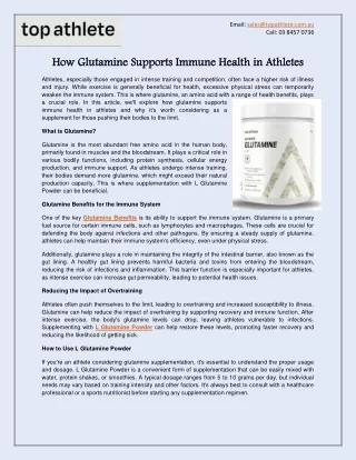 How Glutamine Supports Immune Health in Athletes
