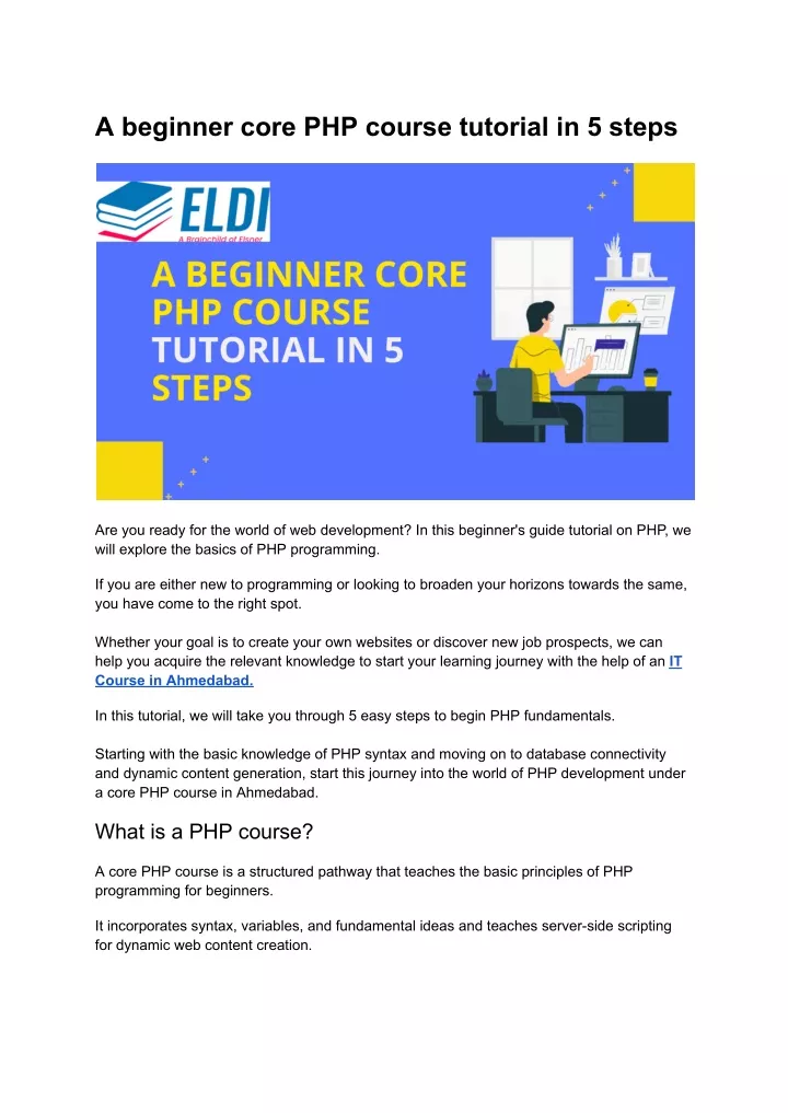 a beginner core php course tutorial in 5 steps
