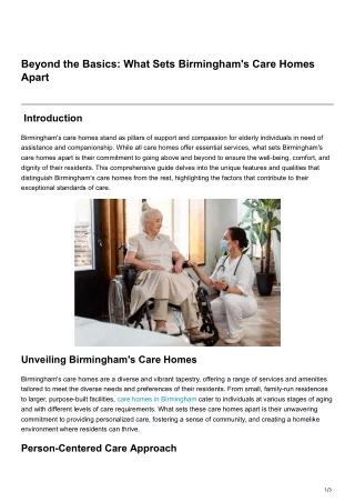 Beyond the Basics What Sets Birminghams Care Homes Apart