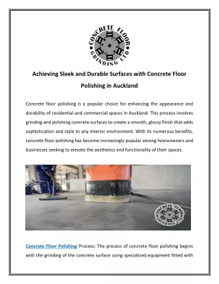 Achieving Sleek and Durable Surfaces with Concrete Floor Polishing in Auckland