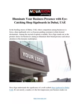 Illuminate Your Business Presence with EyeCatching Shop Signboards in Dubai, UA