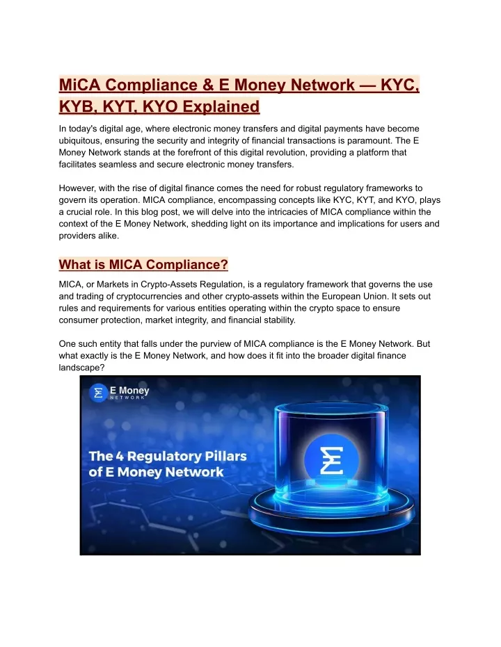 mica compliance e money network