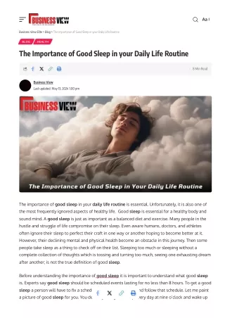 The Importance of Good Sleep in your Daily Life Routine