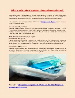 what are the risks of improper biological waste