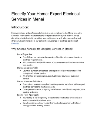 Electrical Services in Menai