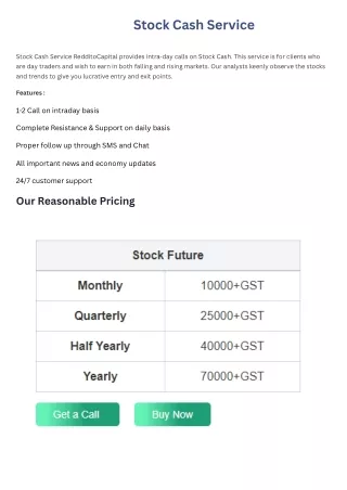 Stock Cash Service -  RedditoCapital