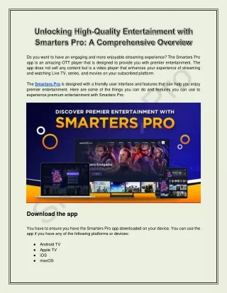 Unlocking High-Quality Entertainment with Smarters Pro_ A Comprehensive Overview