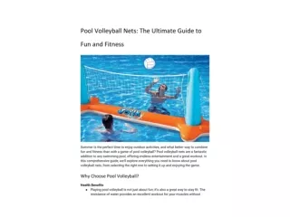 Get the Best Pool Volleyball Nets for Family Fun and Fitness!