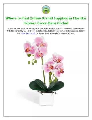 Quality Online Orchid Supplies at Green Barn Orchid Supplies