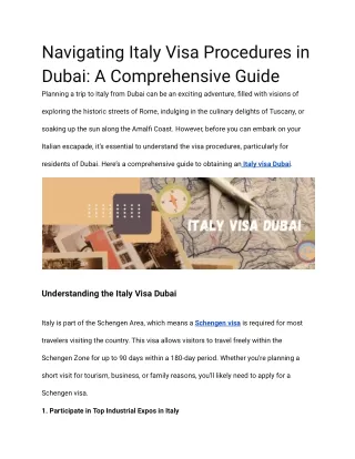 Navigating Italy Visa Procedures in Dubai_ A Comprehensive Guide