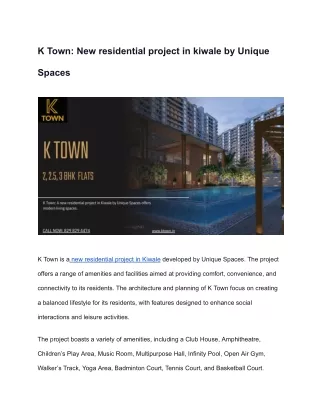 K Town_ New residential project in kiwale by Unique Spaces