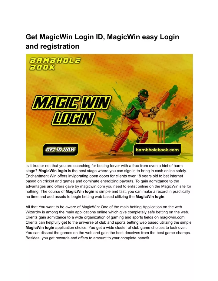 get magicwin login id magicwin easy login