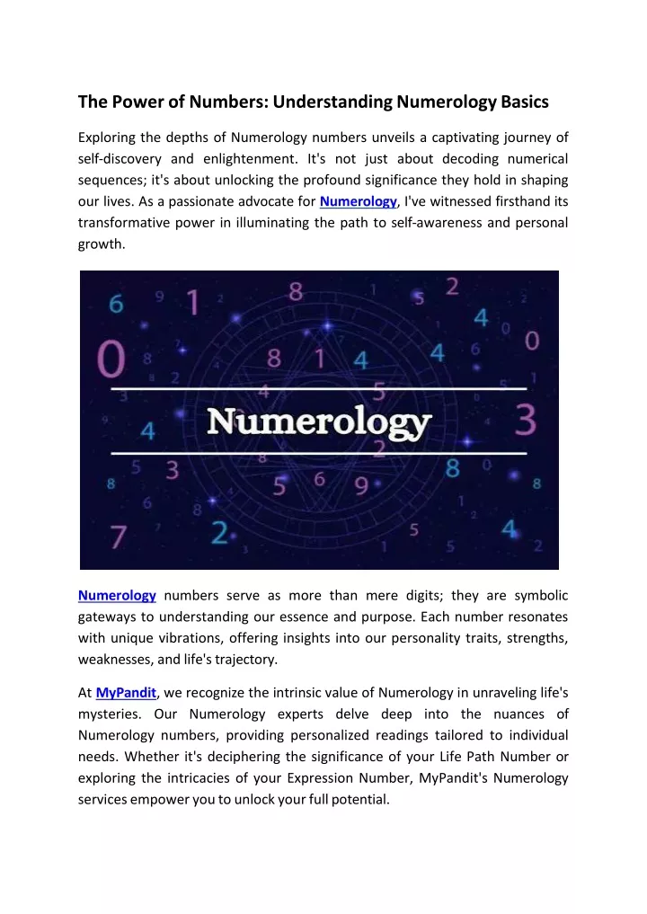 the power of numbers understanding numerology