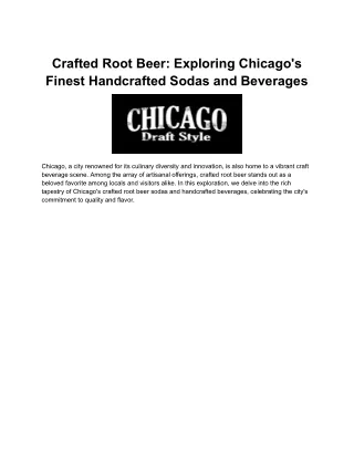 Crafted Root Beer_ Exploring Chicago's Finest Handcrafted Sodas and Beverages