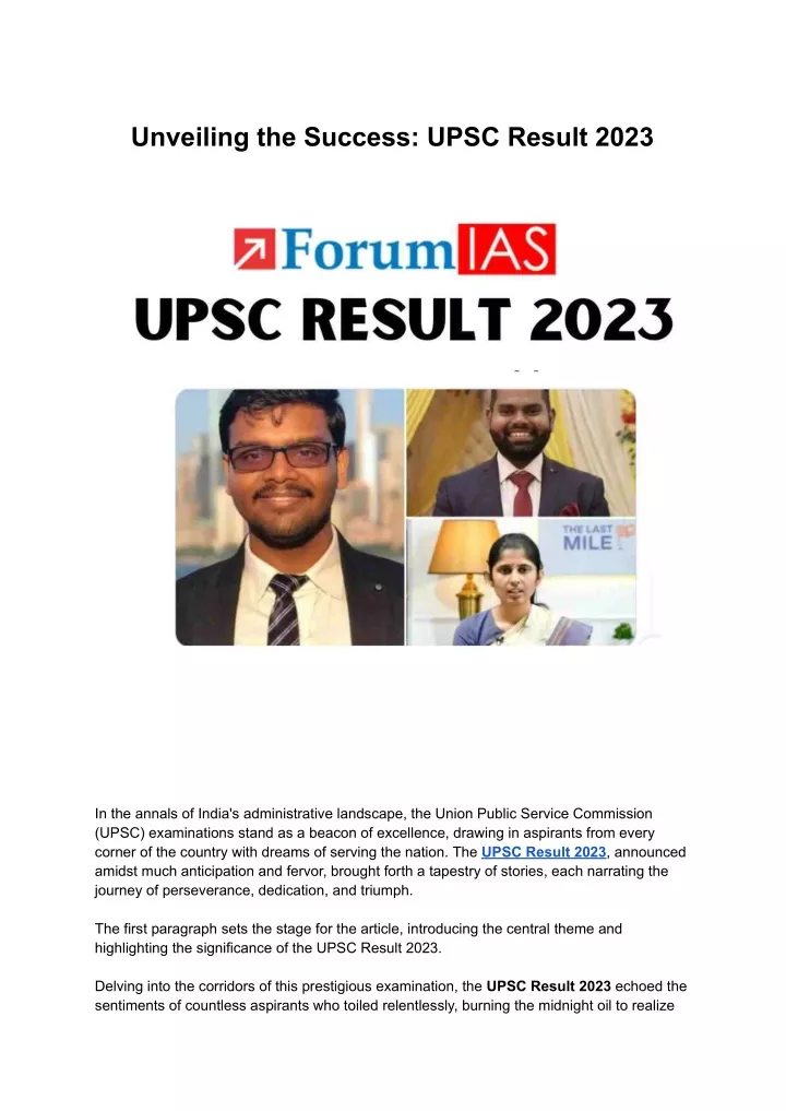 unveiling the success upsc result 2023