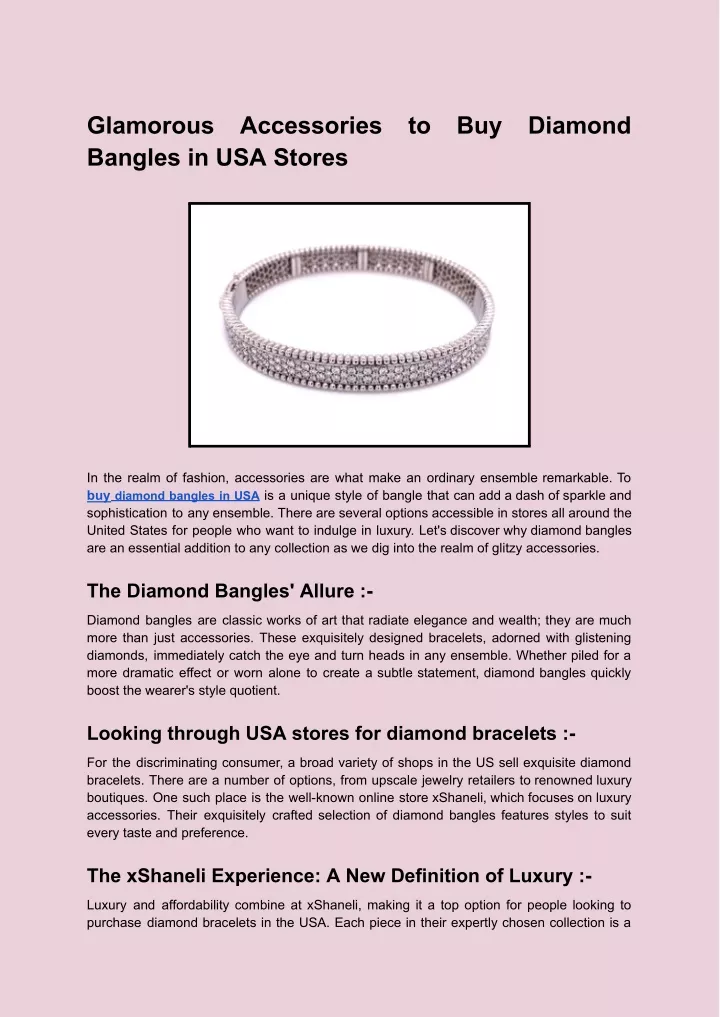 glamorous bangles in usa stores