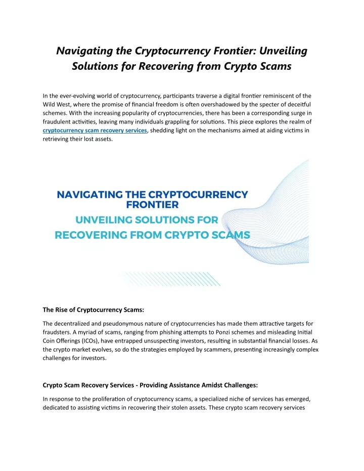 navigating the cryptocurrency frontier unveiling