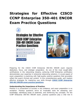 Strategies for Effective CISCO CCNP Enterprise 350-401 ENCOR Exam Practice Questions