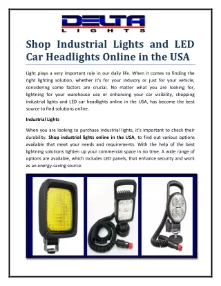 Shop Industrial Lights and LED Car Headlights Online in the USA