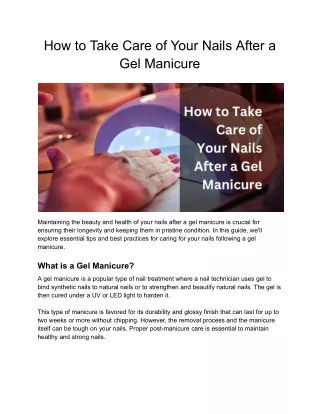 How to Care for Your Nails After a Gel Manicure