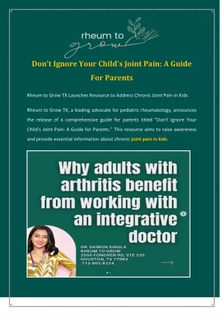 Don't Ignore Your Child's Joint Pain A Guide For Parents