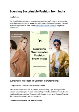 Sourcing Sustainable Fashion from India