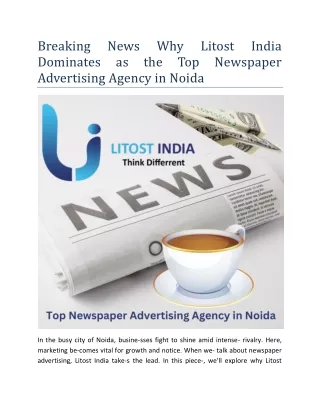 Breaking News Why Litost India Dominates as the Top Newspaper Advertising Agency in Noida