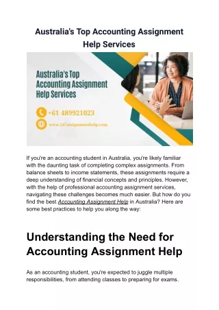 Australia's Top Accounting Assignment Help Services